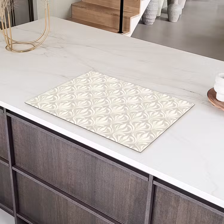 Barok - Patroon - Beige Inductie beschermer vinyl 3mm klein 276 -sfeer8