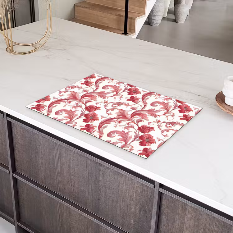 Barok - Patroon - Rood Inductie beschermer vinyl 3mm klein 276 -sfeer8