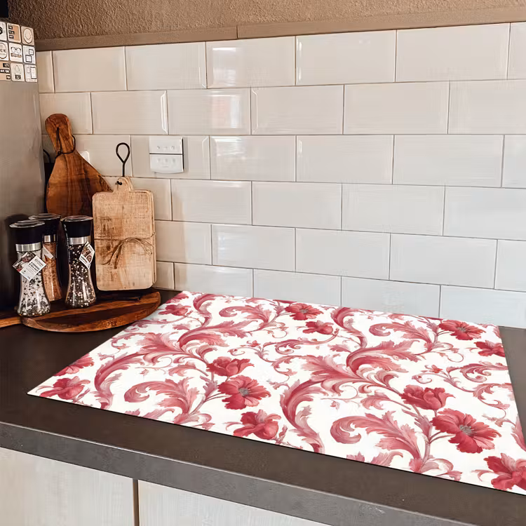 Barok - Patroon - Rood Inductie beschermer vinyl 3mm klein 276 -sfeer3