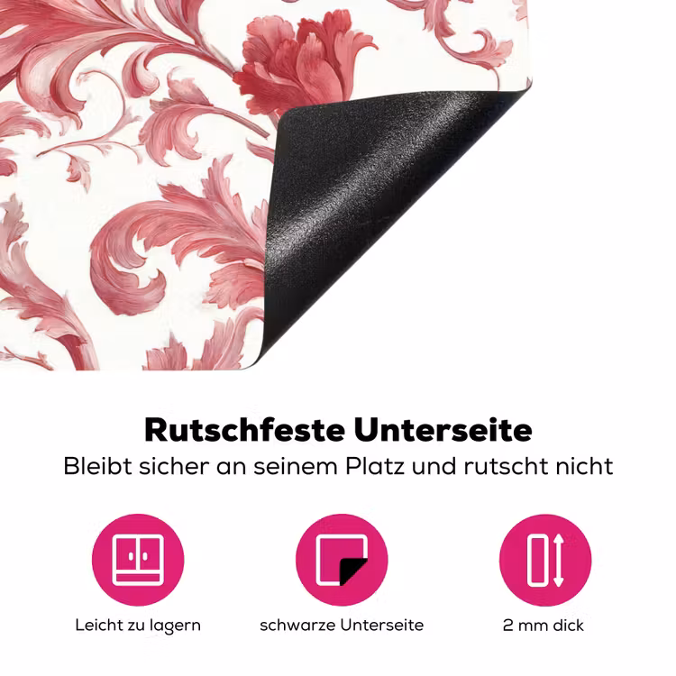 Barok - Patroon - Rood Inductie beschermer vinyl 3mm klein 276 -zzzzzzz-lf-onderkant