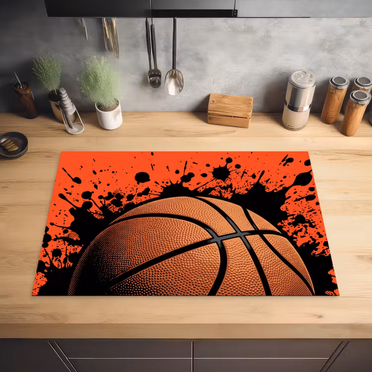 Basketbal - Verf - Sport - Oranje Inductie beschermer vinyl 3mm klein -sfeer5