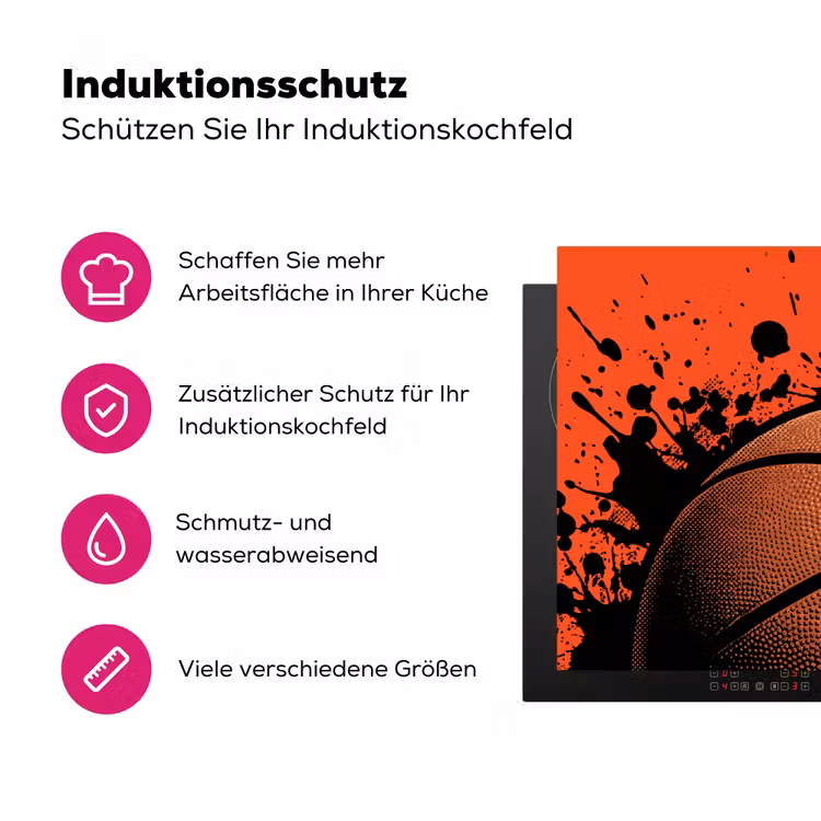 Basketbal - Verf - Sport - Oranje Inductie beschermer vinyl 3mm klein -zzzzzzz-lf-ups