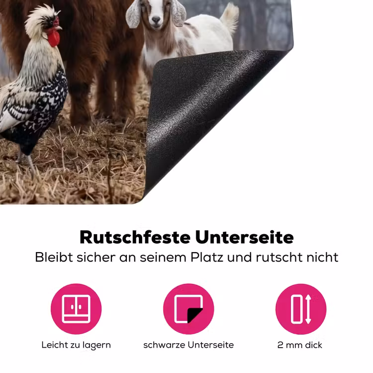 Boerderijdieren - Groep - Mist - Natuur - Rustiek Inductie beschermer vinyl 3mm klein -zzzzzzz-lf-onderkant