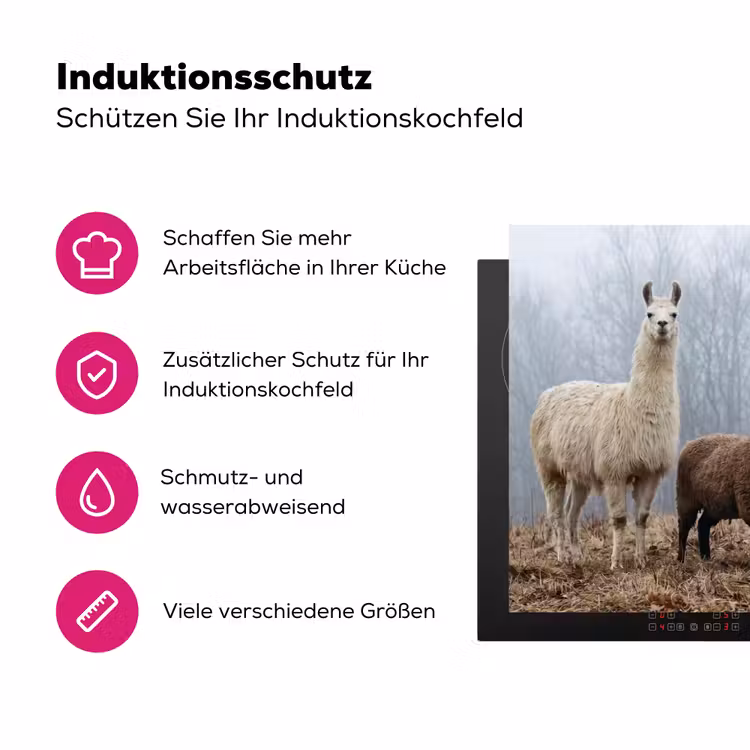 Boerderijdieren - Groep - Mist - Natuur - Rustiek Inductie beschermer vinyl 3mm klein -zzzzzzz-lf-ups