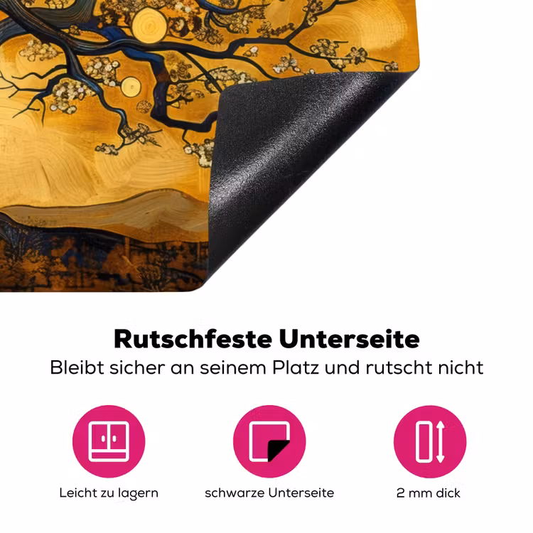 Boom - Levensboom - Abstract - Goud Inductie beschermer vinyl 3mm klein -zzzzzzz-lf-onderkant