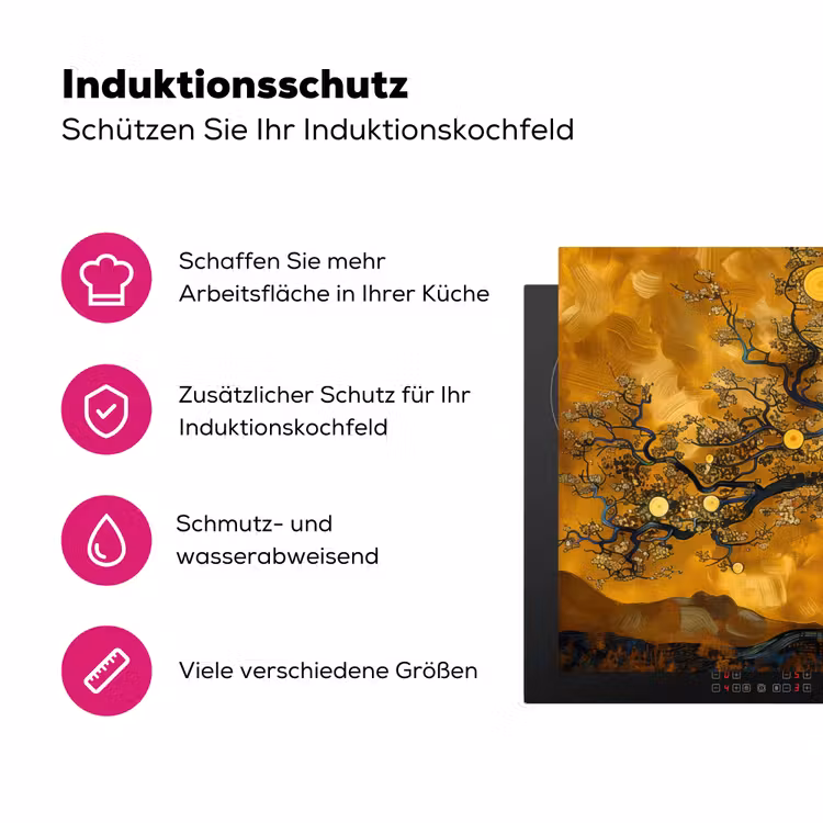 Boom - Levensboom - Abstract - Goud Inductie beschermer vinyl 3mm klein -zzzzzzz-lf-ups