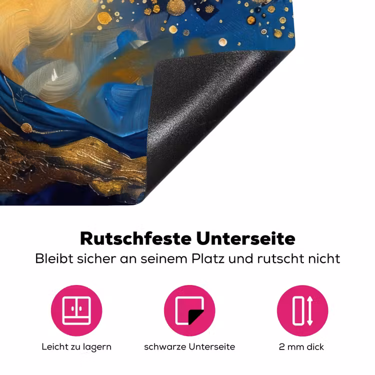 Boom - Levensboom - Blauw - Goud Inductie beschermer vinyl 3mm klein -zzzzzzz-lf-onderkant
