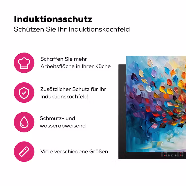 Boom - Levensboom - Kleurrijk - Abstract Inductie beschermer vinyl 3mm klein -zzzzzzz-lf-ups