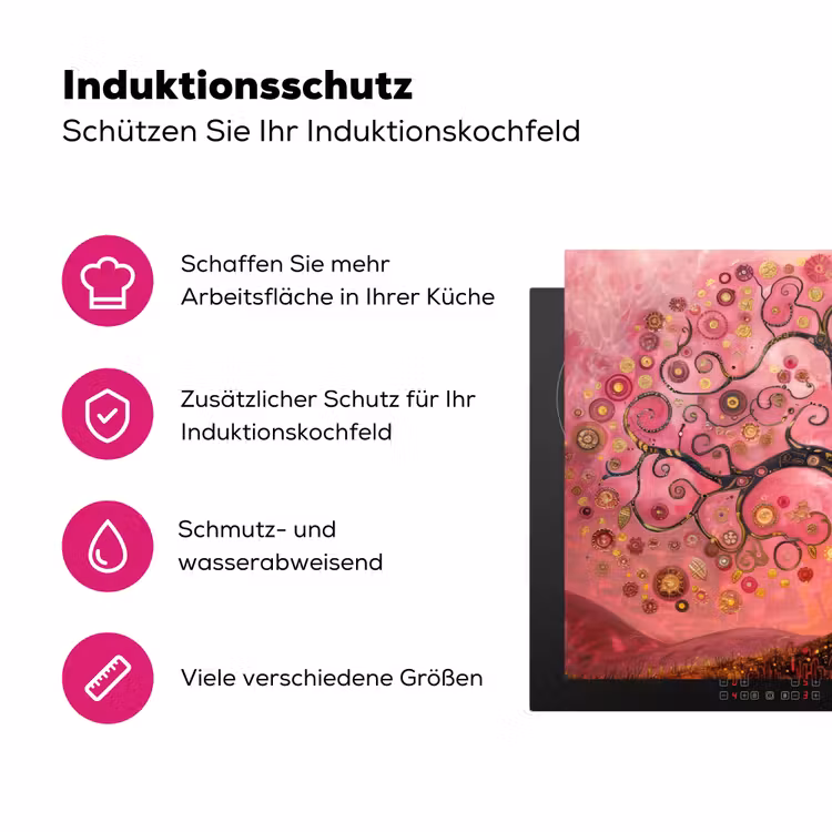 Boom - Levensboom - Roze - Goud Inductie beschermer vinyl 3mm klein -zzzzzzz-lf-ups