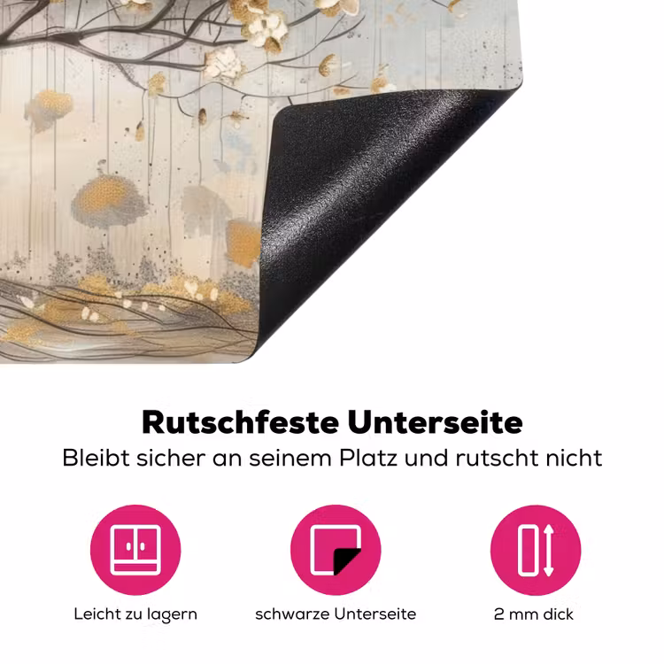 Boom - Beige - Goud - Verflook - Grijs Inductie beschermer vinyl 3mm klein -zzzzzzz-lf-onderkant