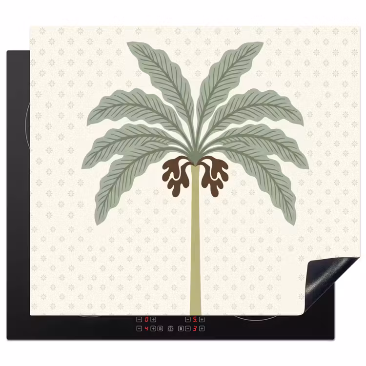 Boom - Bladeren - Groen - Decoratief - Beige Inductie beschermer vinyl 3mm middel -3d