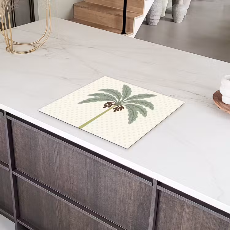 Boom - Bladeren - Groen - Decoratief - Beige Inductie beschermer vinyl 3mm middel -sfeer8
