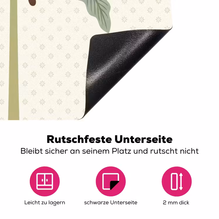 Boom - Bladeren - Groen - Decoratief - Beige Inductie beschermer vinyl 3mm middel -zzzzzzz-lf-onderkant