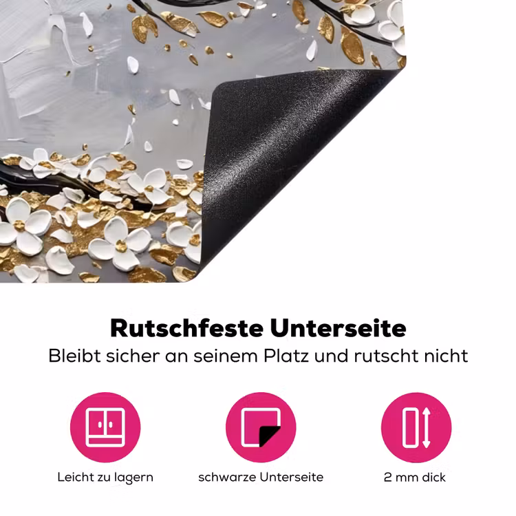 Boom - Bloemen - Natuur - Abstract - Wit Inductie beschermer vinyl 3mm klein -zzzzzzz-lf-onderkant