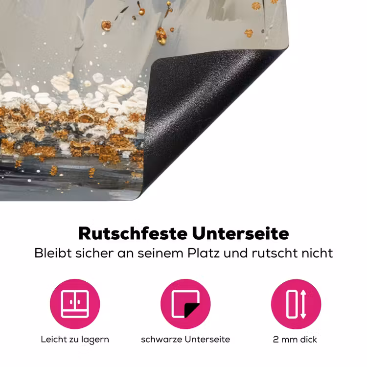 Boom - Bloemen - Wit - Natuur - Kunst Inductie beschermer vinyl 3mm middel -zzzzzzz-lf-onderkant