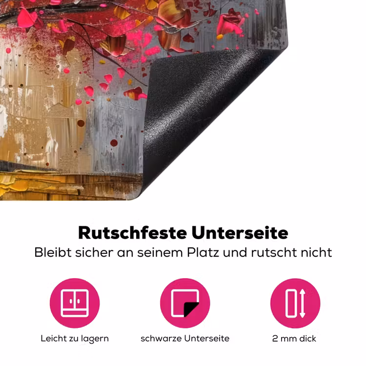 Boom - Kleurrijk - Grijs - Modern Inductie beschermer vinyl 3mm klein -zzzzzzz-lf-onderkant