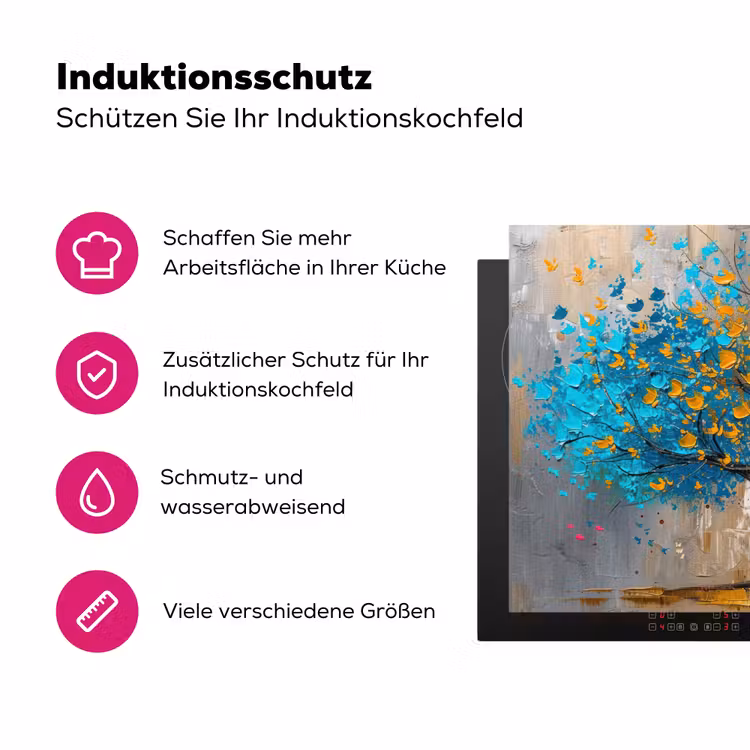 Boom - Kleurrijk - Grijs - Modern Inductie beschermer vinyl 3mm klein -zzzzzzz-lf-ups