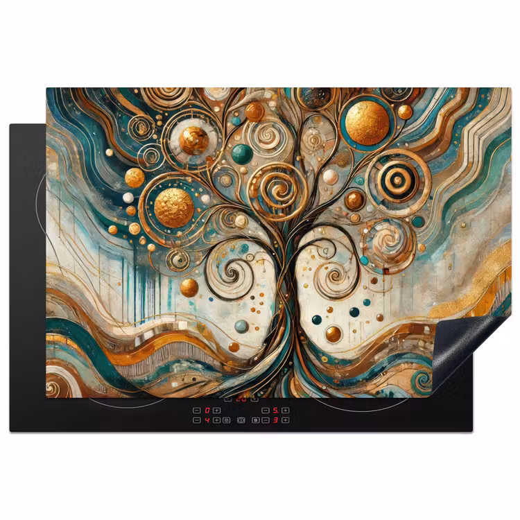 Levensboom - Boom - Abstract - Modern Inductie beschermer vinyl 3mm klein -3d