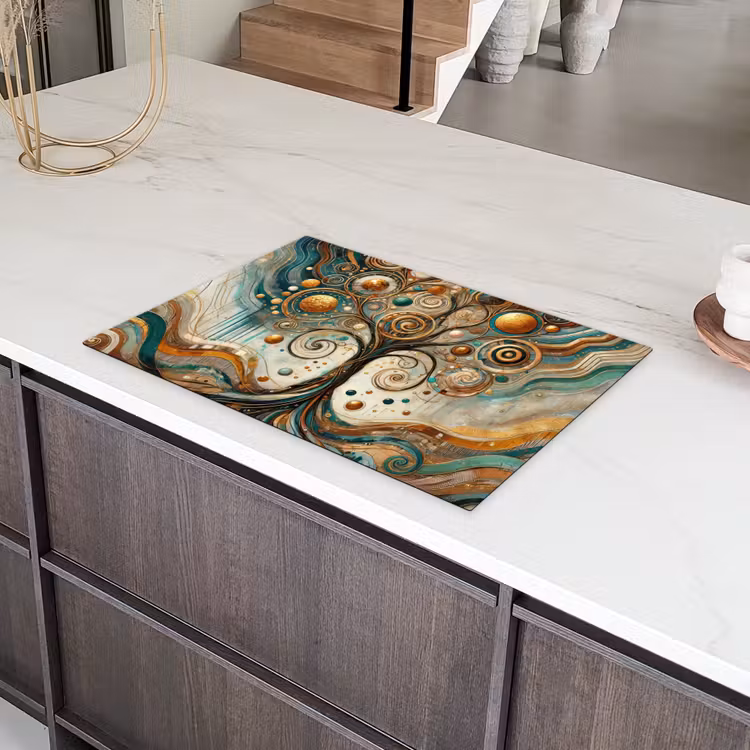 Levensboom - Boom - Abstract - Modern Inductie beschermer vinyl 3mm klein -sfeer8