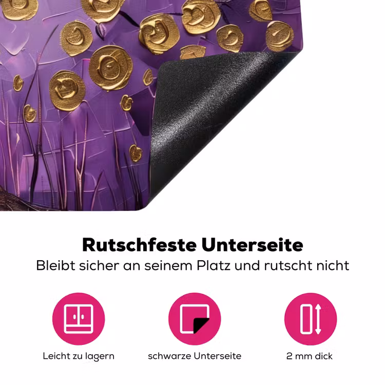 Levensboom - Boom - Paars - Goud - Modern Inductie beschermer vinyl 3mm klein -zzzzzzz-lf-onderkant