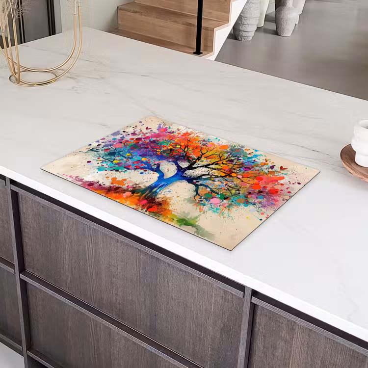 Levensboom - Natuur - Kleurrijk - Boom Inductie beschermer vinyl 3mm klein -sfeer8
