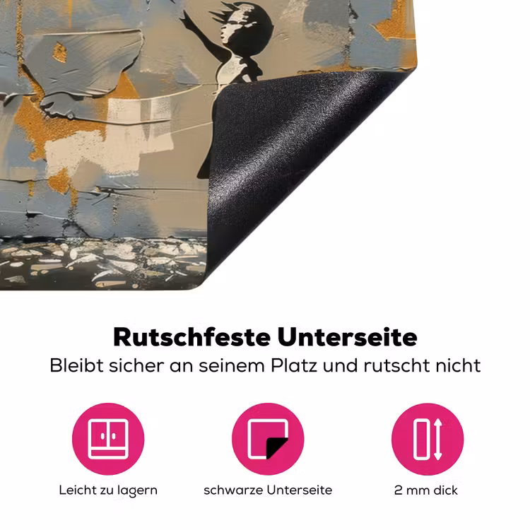 Boom - Graffiti - Banksy Style - Balloon Girl Inductie beschermer vinyl 3mm klein -zzzzzzz-lf-onderkant