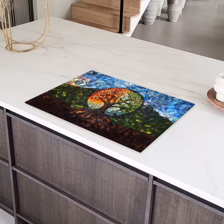 Boom - Seizoenen - Mozaïek - Bergen Inductie beschermer vinyl 3mm klein -sfeer8