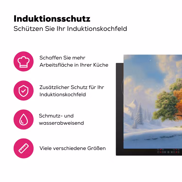 Boom - Seizoenen - Winter - Landschap Inductie beschermer vinyl 3mm klein -zzzzzzz-lf-ups