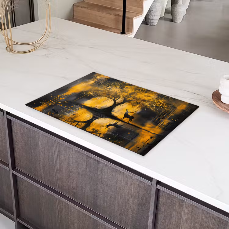 Boom - Verflook - Hert - Natuur - Goud Inductie beschermer vinyl 3mm klein -sfeer8