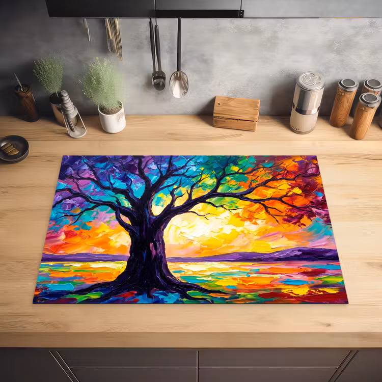 Boom - Landschap - Natuur - Abstract - Kleurrijk Inductie beschermer vinyl 3mm klein -sfeer5