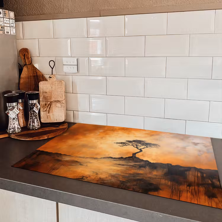 Boom - Landschap - Oranje Inductie beschermer vinyl 3mm klein -sfeer3