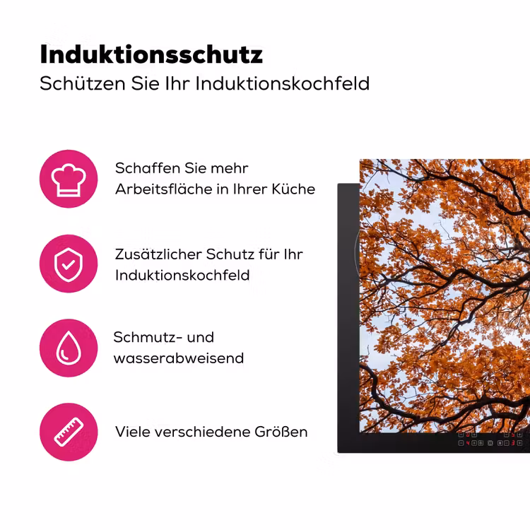 Boom - Bladerdak - Herfst - Oranje - Sfeervol Inductie beschermer vinyl 3mm klein -zzzzzzz-lf-ups