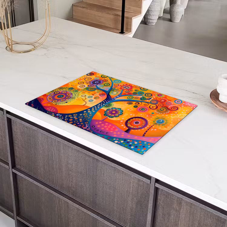 Boom - Levensboom - Abstract - Kleurrijk Inductie beschermer vinyl 3mm klein -sfeer8