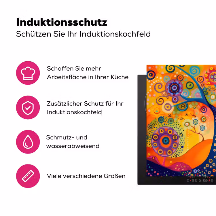 Boom - Levensboom - Abstract - Kleurrijk Inductie beschermer vinyl 3mm klein -zzzzzzz-lf-ups