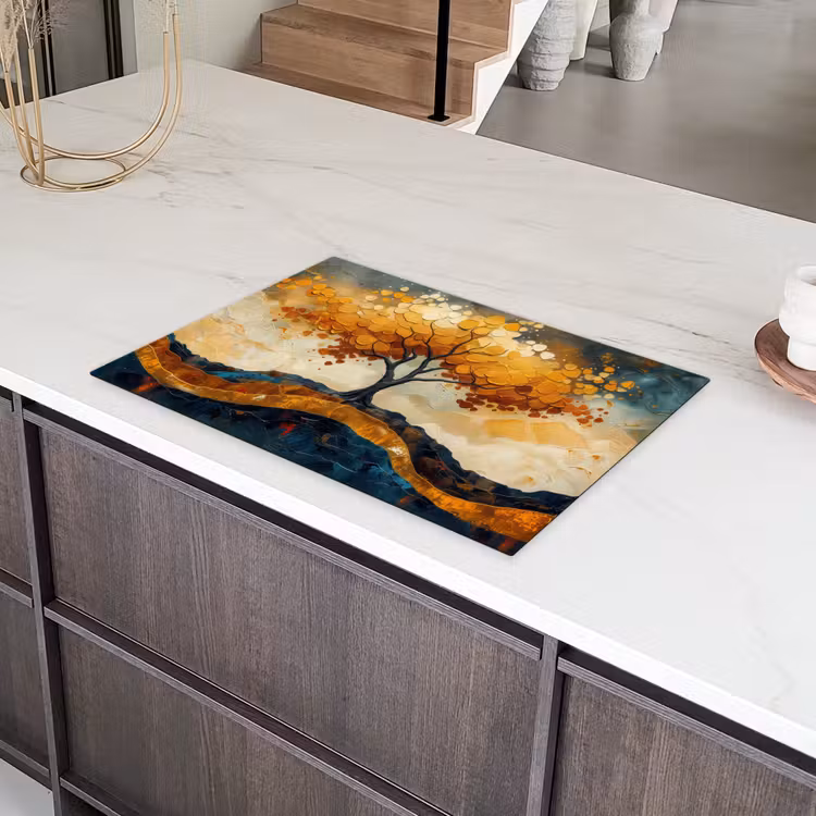 Boom - Natuur - Goud - Modern Inductie beschermer vinyl 3mm klein -sfeer8