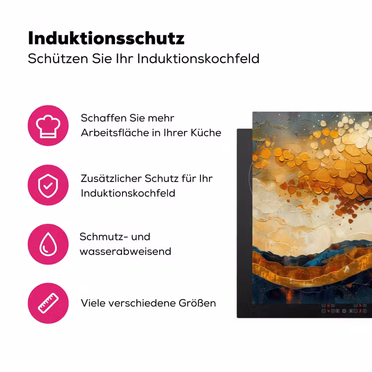 Boom - Natuur - Goud - Modern Inductie beschermer vinyl 3mm klein -zzzzzzz-lf-ups