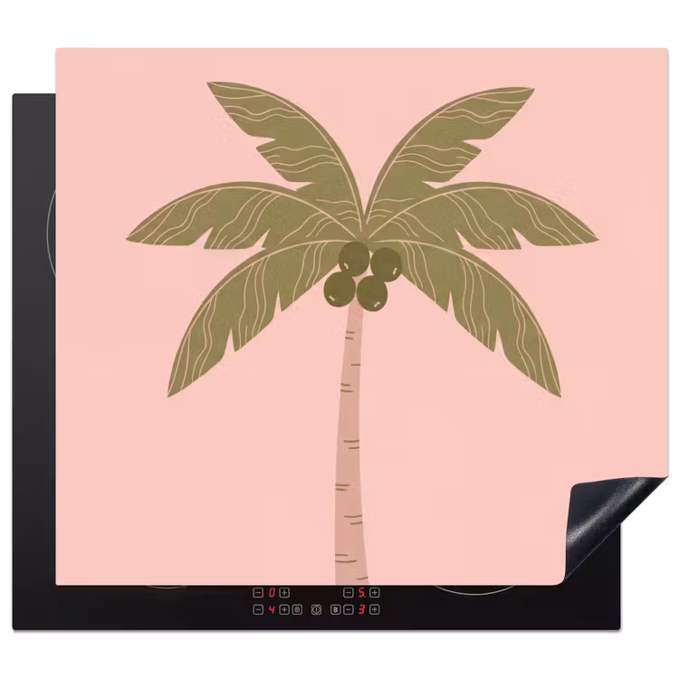Boom - Palm - Natuur - Illustratie - Roze Inductie beschermer vinyl 3mm middel -3d