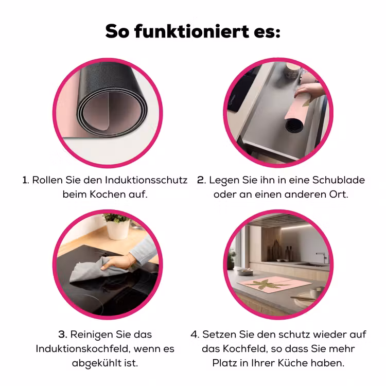 Boom - Palm - Natuur - Illustratie - Roze Inductie beschermer vinyl 3mm middel -zzzzzzz-lf-werking