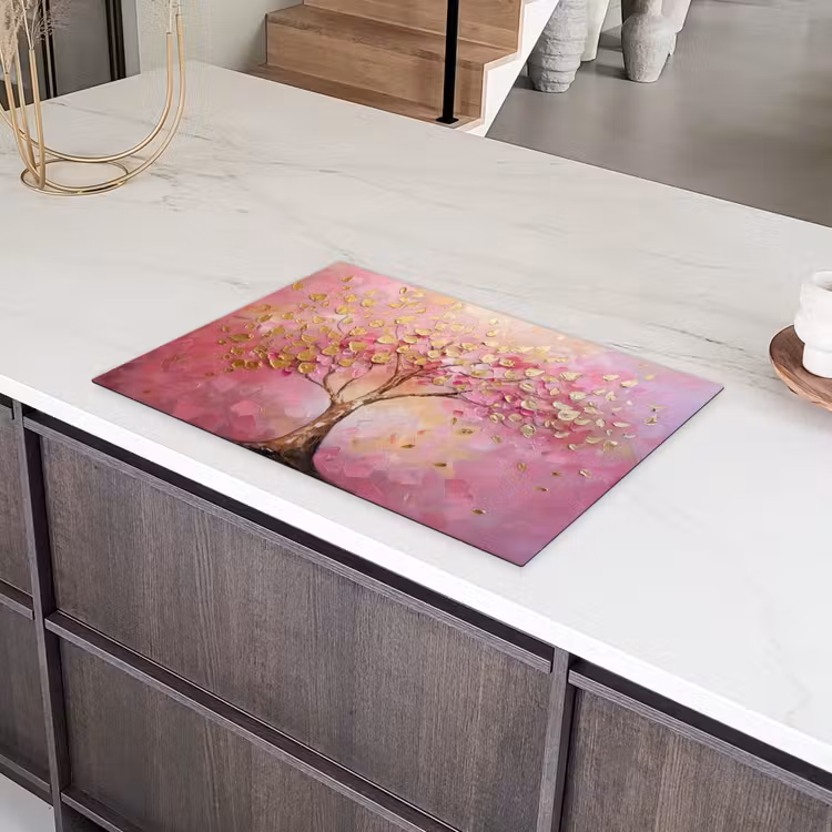 Boom - Roze - Goud - Modern Inductie beschermer vinyl 3mm klein -sfeer8