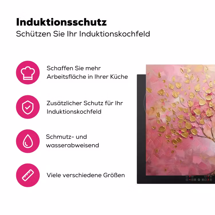 Boom - Roze - Goud - Modern Inductie beschermer vinyl 3mm klein -zzzzzzz-lf-ups