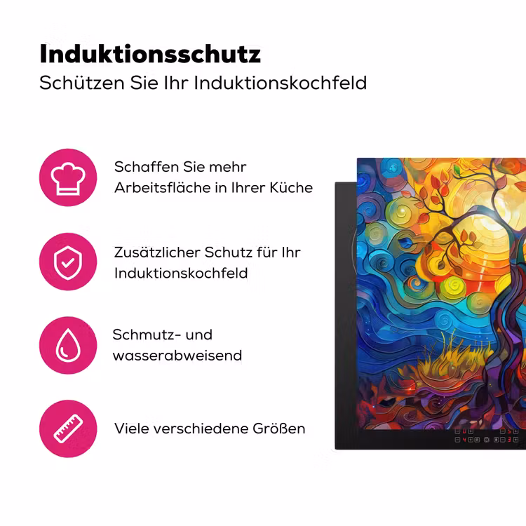 Boom - Zon - Verflook - Kleuren - Abstract Inductie beschermer vinyl 3mm klein -zzzzzzz-lf-ups