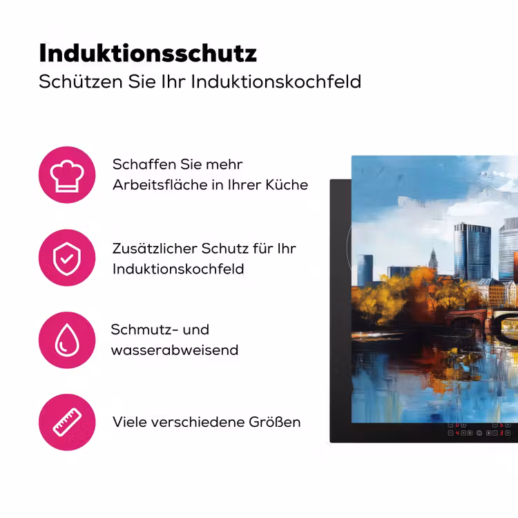 Bomen Frankfurt- Stad - Skyline - Brug Inductie beschermer vinyl 3mm klein -zzzzzzz-lf-ups