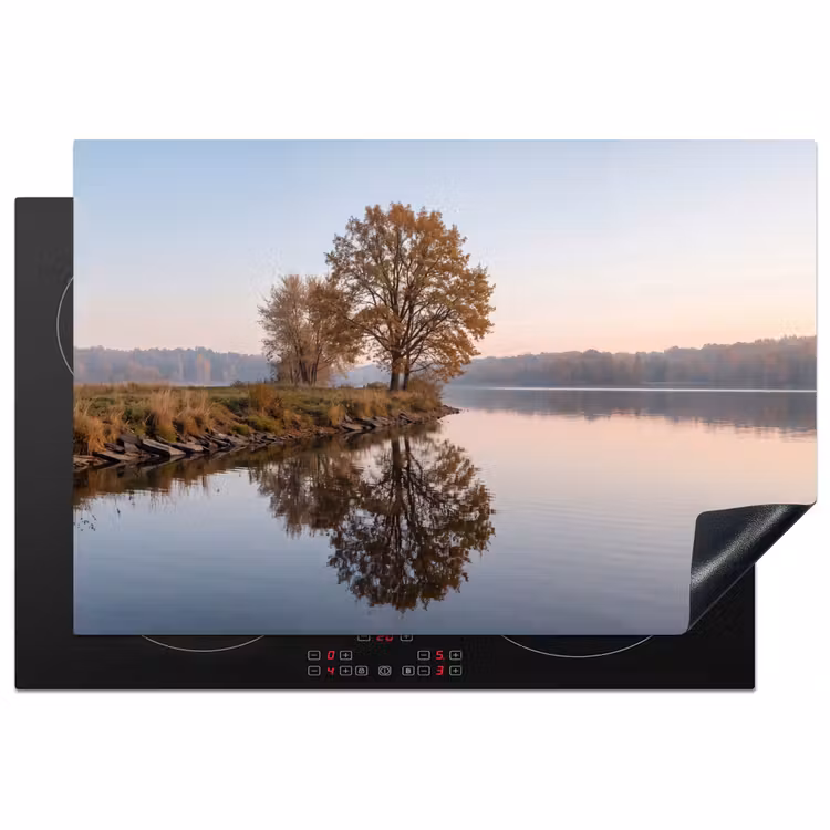 Bomen - Reflectie - Water - Zonsopgang - Serene Inductie beschermer vinyl 3mm klein -3d