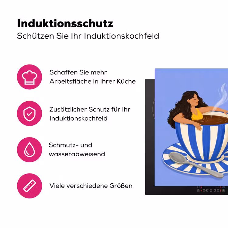Mok - Koffie - Vrouw - Paars Inductie beschermer vinyl 3mm klein -zzzzzzz-lf-ups