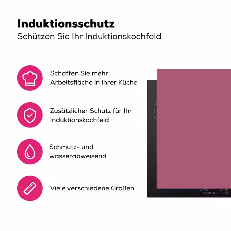 Berry - Roze -Pink Inductie beschermer vinyl 3mm middel 274 -zzzzzzz-lf-ups