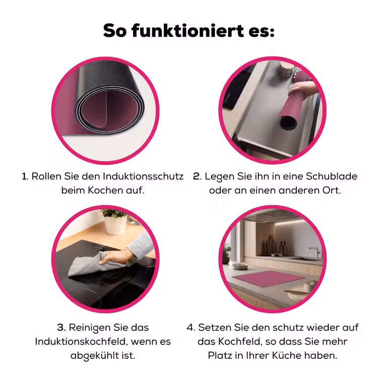 Berry - Roze -Pink Inductie beschermer vinyl 3mm middel 274 -zzzzzzz-lf-werking