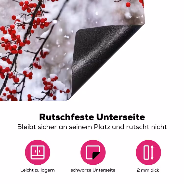 Bessen - Takken - Sneeuw - Winter - Kleurrijk Inductie beschermer vinyl 3mm klein -zzzzzzz-lf-onderkant