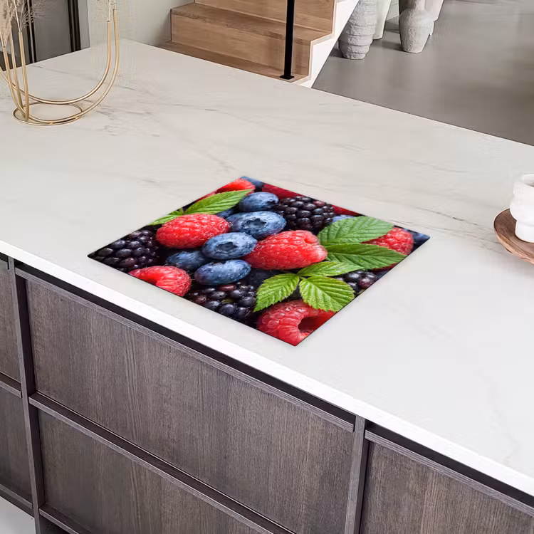 Bessen - Vers - Waterdruppels - Kleurrijk - Eten Inductie beschermer vinyl 3mm middel -sfeer8
