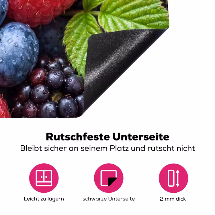 Bessen - Vers - Waterdruppels - Kleurrijk - Eten Inductie beschermer vinyl 3mm middel -zzzzzzz-lf-onderkant