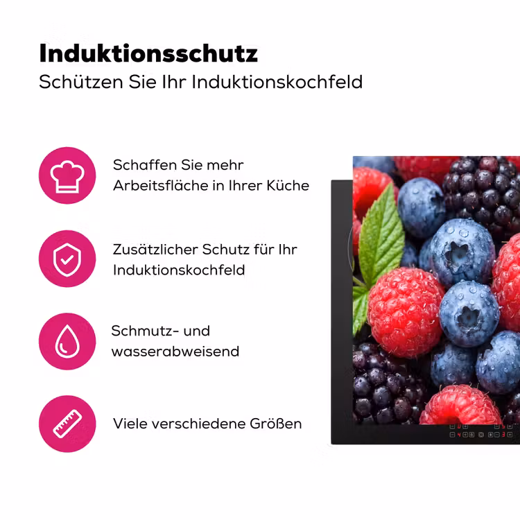 Bessen - Vers - Waterdruppels - Kleurrijk - Eten Inductie beschermer vinyl 3mm middel -zzzzzzz-lf-ups